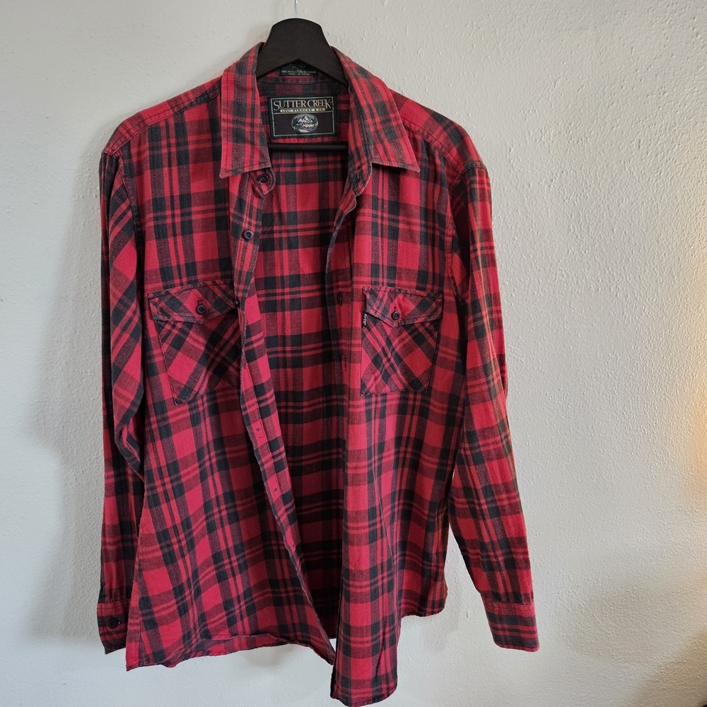 Sutter Creek by Levi's Men's Size L Red Black Lumberjack Plaid Button Down Shirt